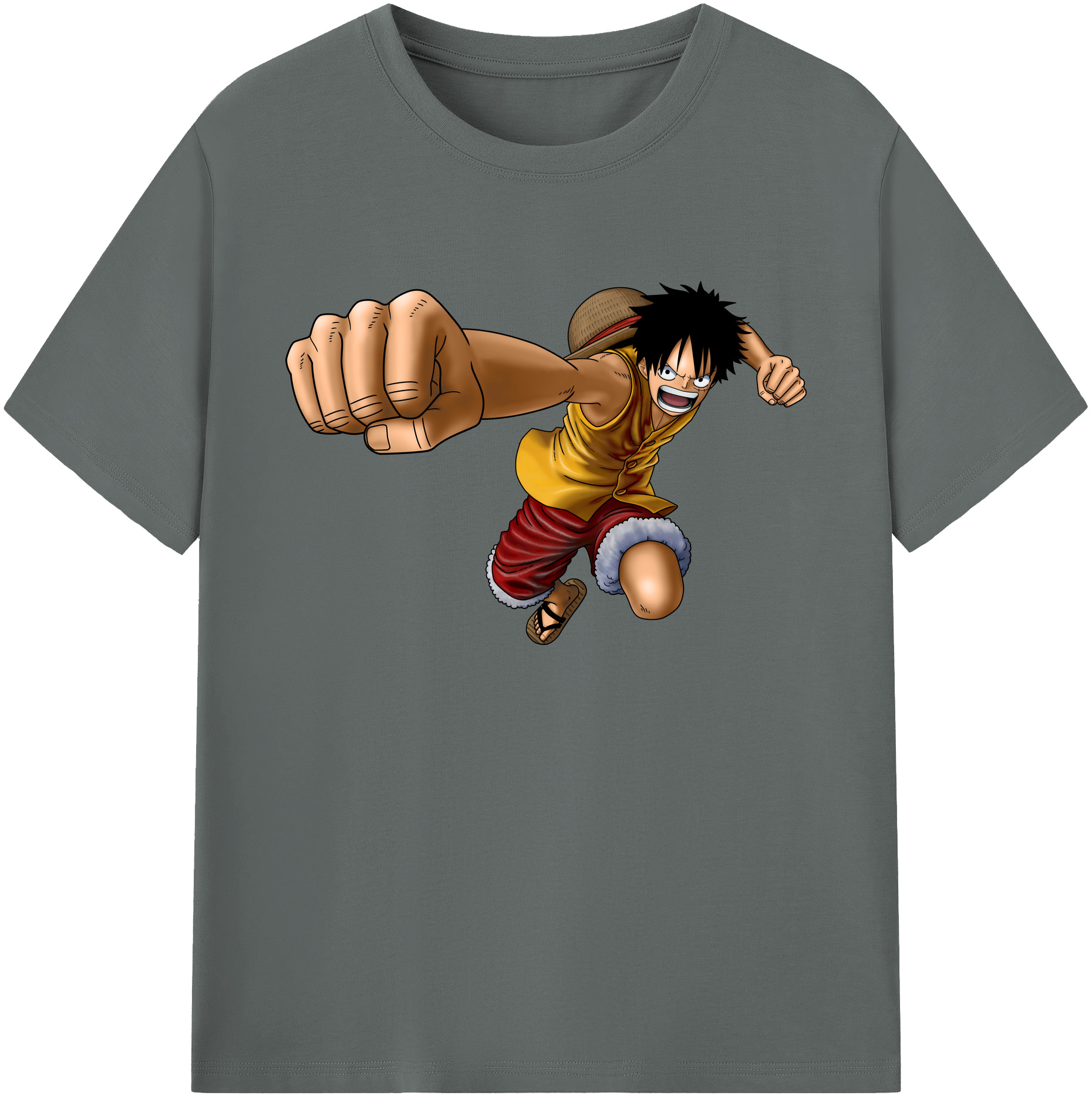 ワンピース モンキー・D・ルフィ ONE PIECE Monkey D. Luffy 綿100％ メンズ半袖Tシャツ｜肌触りやわらか＆通気性